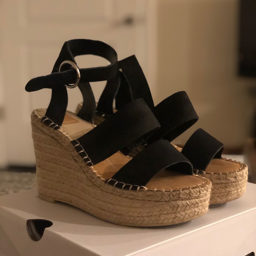 Dolce Vita black espadrille wedges